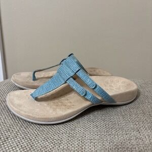 Vionic Women's Sandals Adjustable Blue Embossed Size 7 Wide Orthopedic
